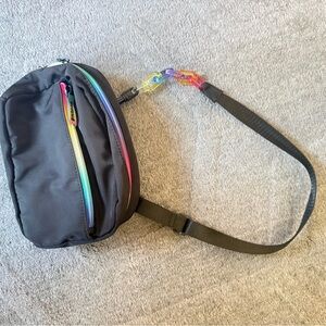 Black Crossbody Bag with Rainbow Zippers